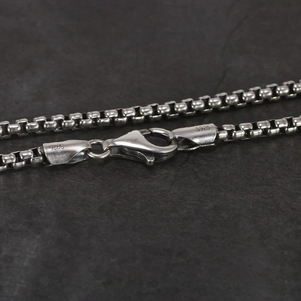Genuine 925 Sterling Silver Jewelry Round Box Chain Thickened All-match Necklace for Men and Women Retro 22 24 26 28 30 Inch - GQTORCH Jewelry