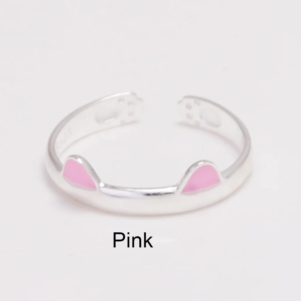 Real Pure 925 Sterling Silver Cute Cat Rings For Women Totoro Open Ring Silver Fashion Jewelry - GQTORCH Jewelry