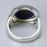 Real Pure 925 Silver Jewelry Blue Tiger Eyes Rings For Men And Women Oval Shape Natural Stone Simple Design Turkey Jewelry - GQTORCH Jewelry