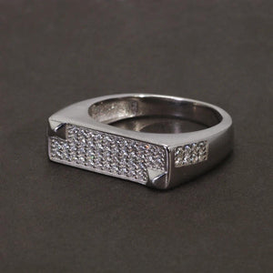 Solid S925 Silver Men's Micro Pave Zircon Ring Art Deco Fashion Modern Minimalist Style Jewelry Birthday Party Gift - GQTORCH Jewelry