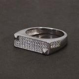Solid S925 Silver Men's Micro Pave Zircon Ring Art Deco Fashion Modern Minimalist Style Jewelry Birthday Party Gift - GQTORCH Jewelry