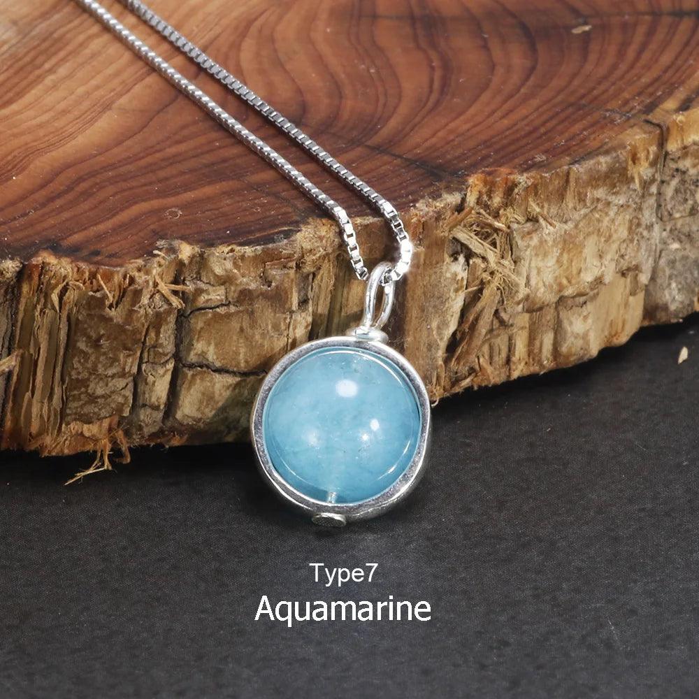 Real Pure 925 Sterling Silver Labradorite Pendant Necklace With Box Chain Simple Elegant Natural Gemstone Collier For Women - GQTORCH Jewelry