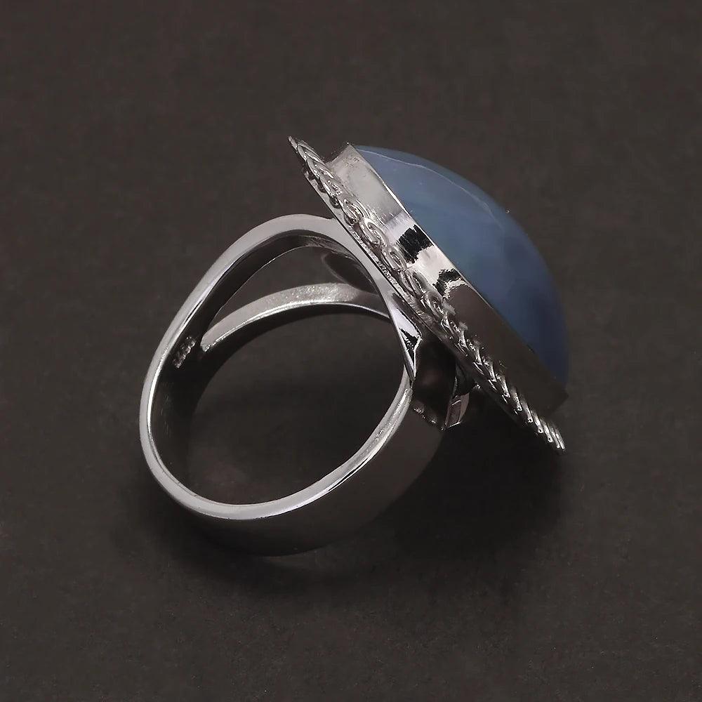 925 Sterling Silver Mabe Pearl Ring Stud Earrings for Women Exaggerated Large Statement Party Jewelry Gift - GQTORCH Jewelry