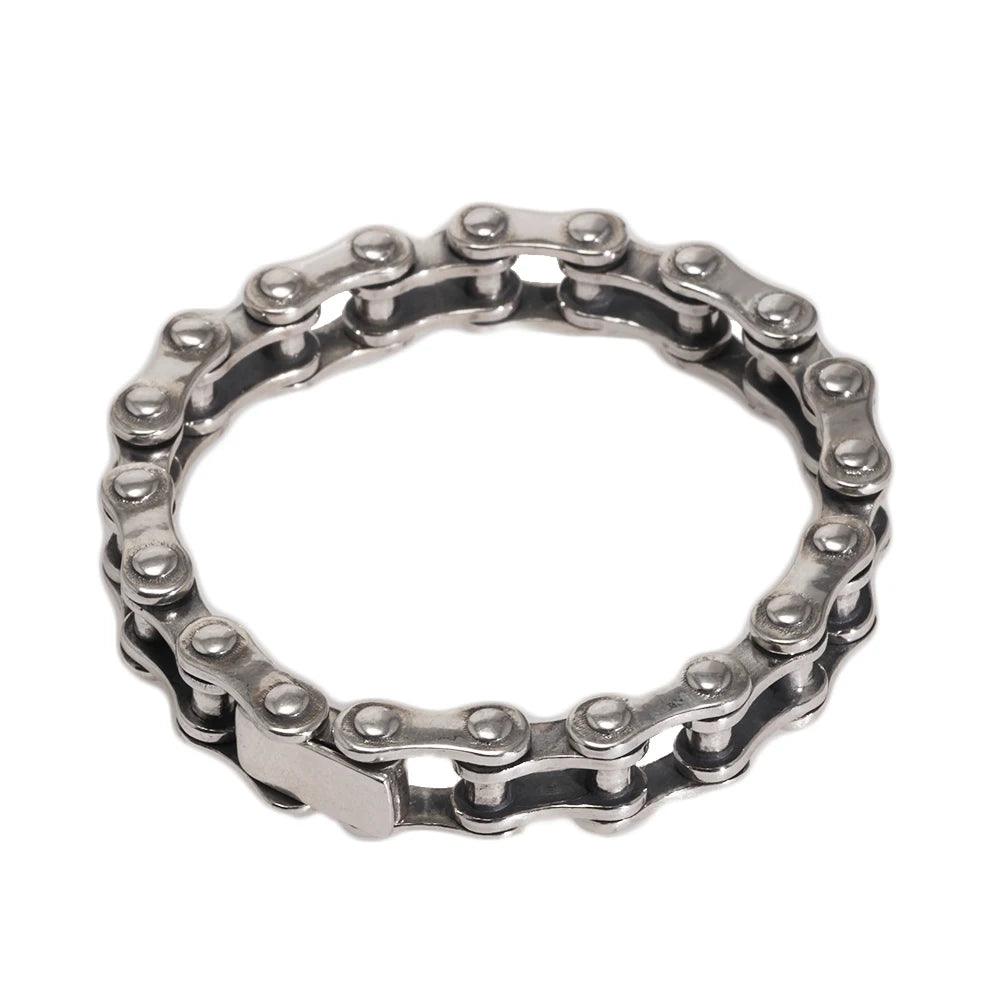 Vintage Bicycle Chain Bracelet 925 Sterling Silver for Men Viking Fine Jewelry - GQTORCH Jewelry