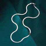 S925 Sterling Silver Necklace Bright Platinum-plated Blade Chain Flat Snake Bone Chain Clavicle Silver Chain Factory Wholesale - GQTORCH Jewelry
