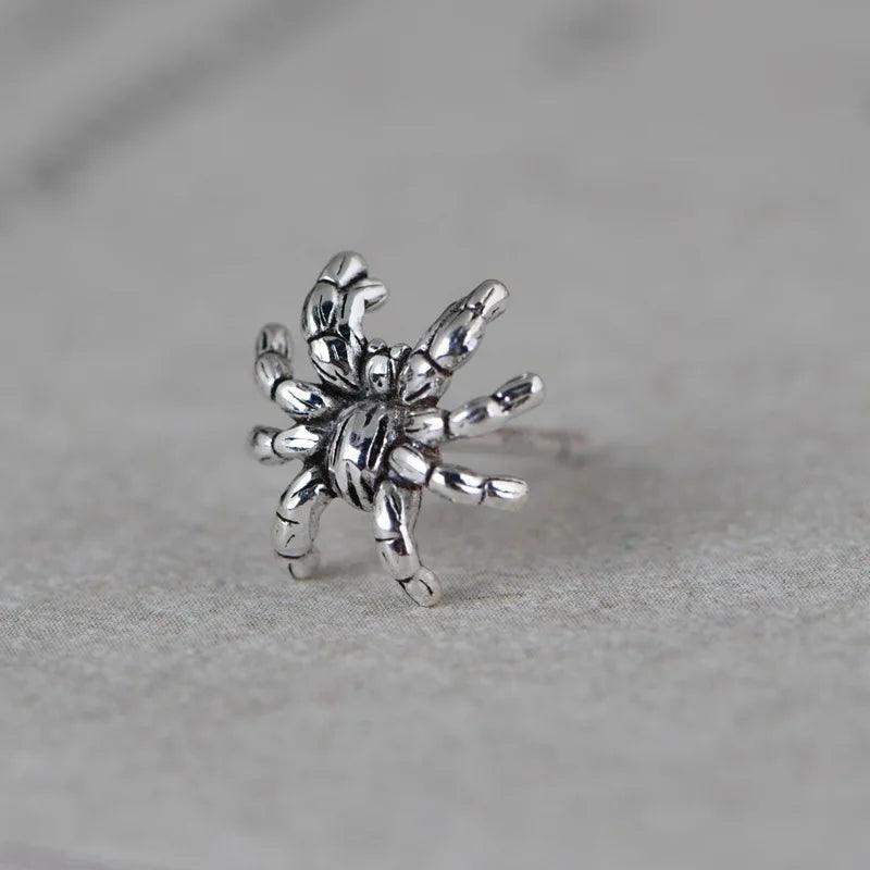 Retro Silver Jewelry S925 Silver Fashion Men and Women Simple Art Design Animal Spider Stud Earrings - GQTORCH Jewelry