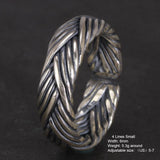 S925 Sterling Silver 2 and 4 Lines Braided Rings Handmade Viking Bands Adjustable Size 5-10 Handcrafted Jewelry - GQTORCH Jewelry