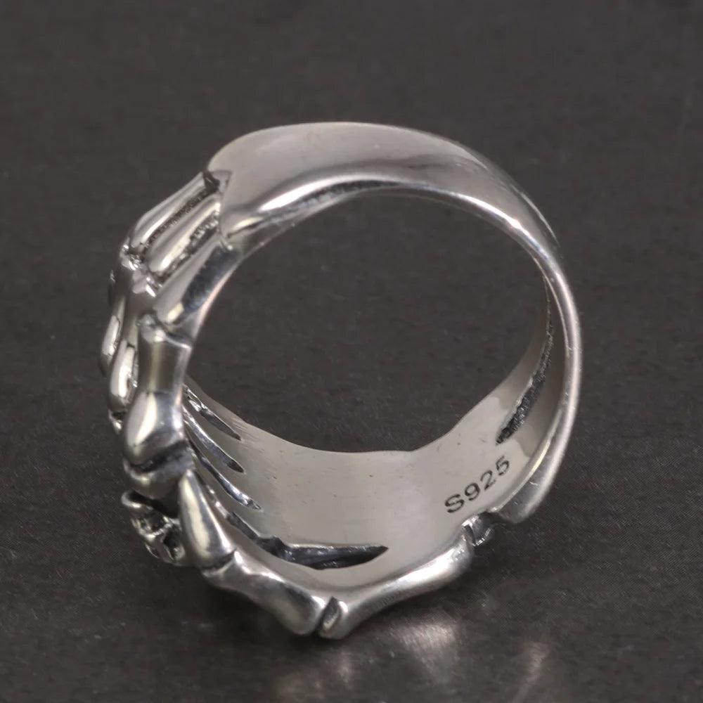 Rock Style Skeleton Ring 925 Sterling Silver Jewelry Cool Thai Silver Ring Men's Index Finger Wholesale - GQTORCH Jewelry