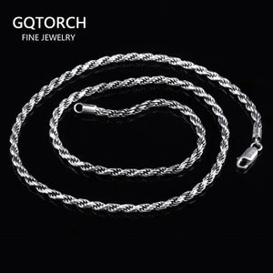 Real Pure 925 Sterling Silver Man Sweater Necklace Italy Design Twisted Braided Chain Vintage Men Jewelry Necklaces & Pendants - GQTORCH Jewelry