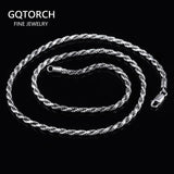Real Pure 925 Sterling Silver Man Sweater Necklace Italy Design Twisted Braided Chain Vintage Men Jewelry Necklaces & Pendants - GQTORCH Jewelry