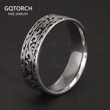 Vintage 925 Sterling Silver Wedding Band Ring with Tangcao Pattern for Men and Women Christmas Party Jewelry Gift Accessories - GQTORCH Jewelry