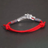 Handwoven 999 Sterling Silver Charm Lucky Red String Bracelet Dragon Men and Women's Jewelry - GQTORCH Jewelry