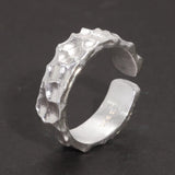 Real 925 Sterling Silver Mens Rings Open Type Hammer Pattern Retro Punk Viking Jewelry Resizable - GQTORCH Jewelry