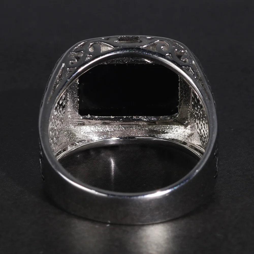 Real Pure 925 Sterling Silver Rings Retro Vintage Cool Turkey Ring For Men Mens Rings With Stones Turkish Jewelry Anel Masculino - GQTORCH Jewelry