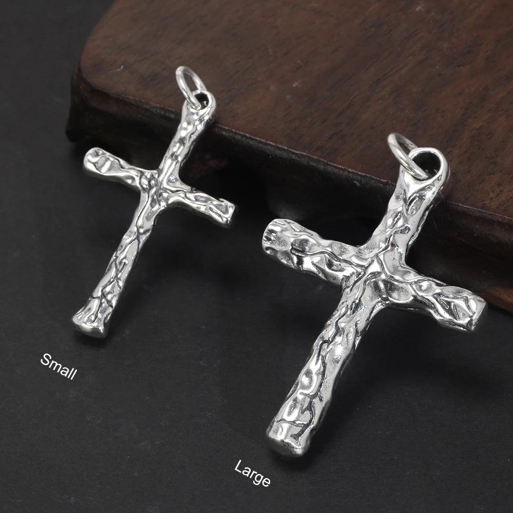 Real Pure 925 Sterling Silver Simple Cross Pendant Necklaces for Men and Women Couples Viking Christian Jewelry - GQTORCH Jewelry