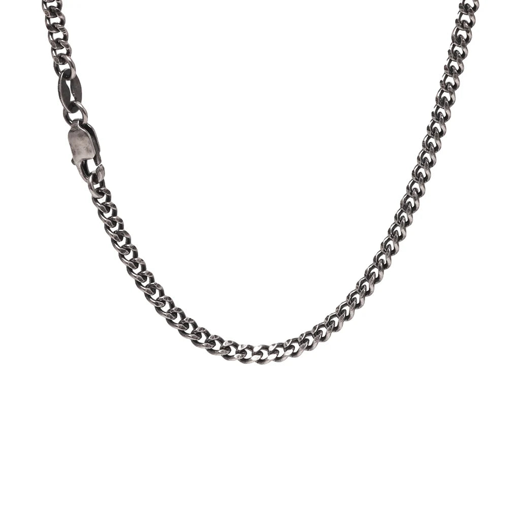 S925 Sterling Silver 2.5mm Whip Rope Men's Necklace Punk Rock Cool Fashion Long Necklace Jewelry