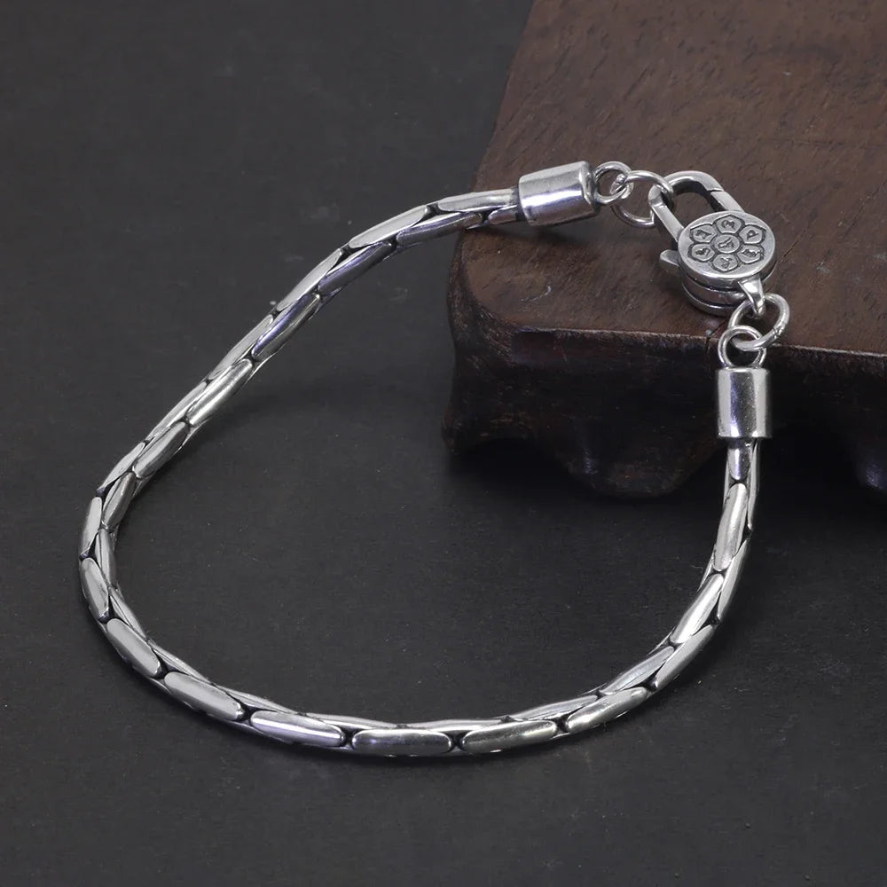 Sterling Silver 925 Jewelry Bamboo Chain Bracelet Sweater Necklace Vintage Fine Jewllery