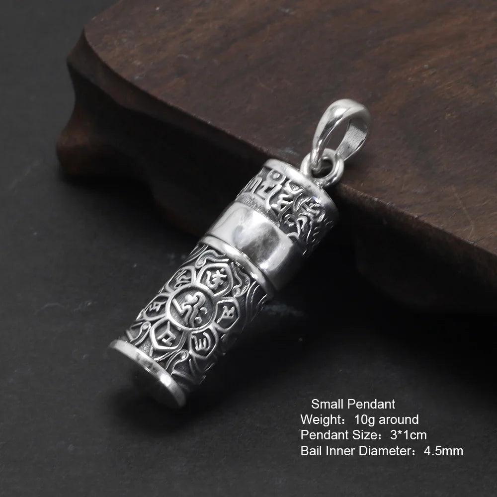 Sterling Silver 999 Vajra Pestle Amulet Charm Om Mani Padme Hum Pendant Necklace Openable Gawu Box Buddhist Jewelry - GQTORCH Jewelry