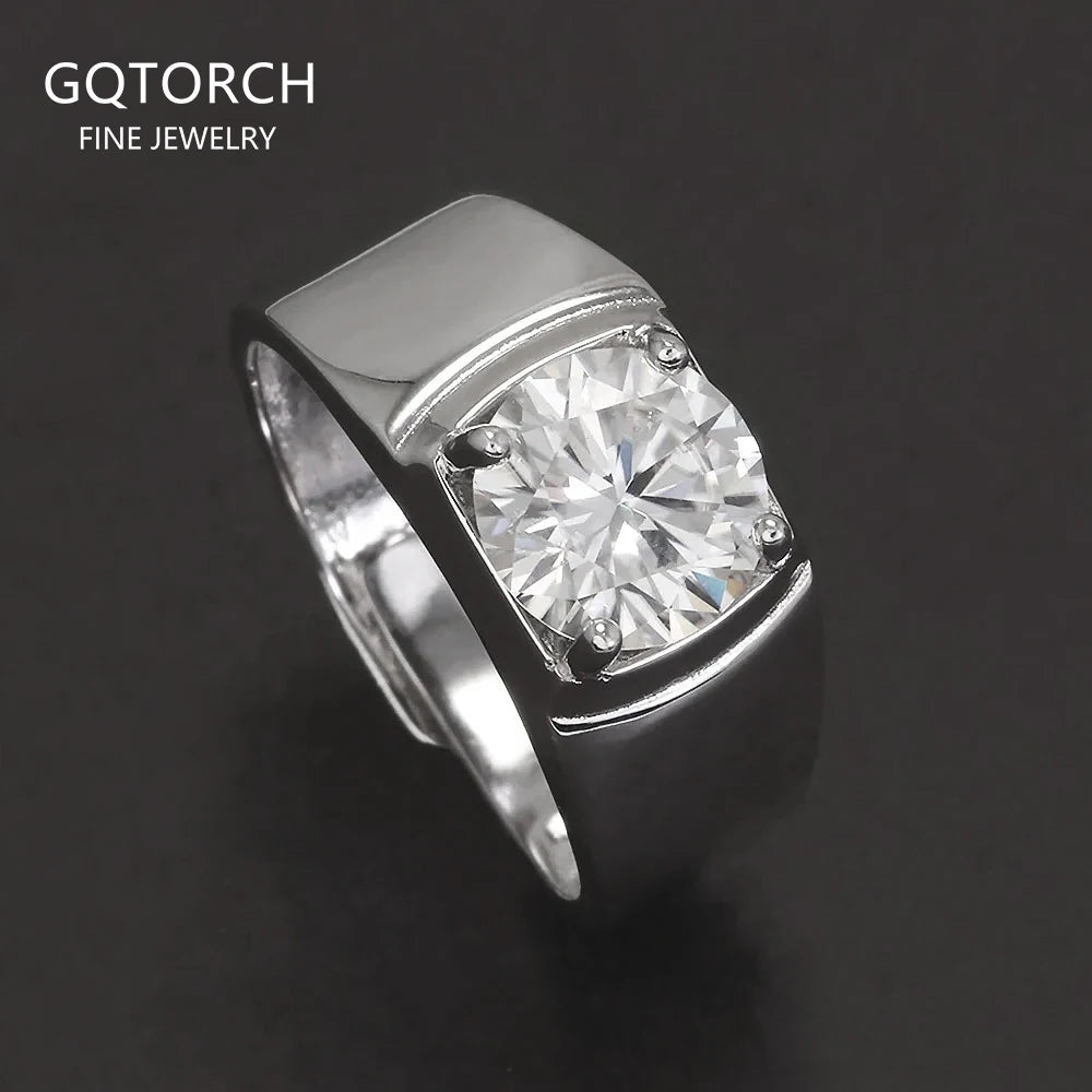 925 Sterling Silver Moissanite Classic Men's Wedding Band 2CT 3CT 5CT Lab-grown Diamond Engagement Promise Ring Clearance Sale