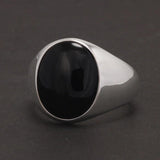 S925 Sterling Silver Natural Stone Rings for Men Red Black Color Agate Turkish Handmade Jewelry Luxury Ring Smooth Simple Design - GQTORCH Jewelry