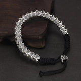 Unique Handmade Jewelry 925 Sterling Silver Snake Bone Bracelet Hand Braided Rope Chain Antient Viking Length Adjustable - GQTORCH Jewelry