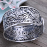 Real Pure 999 Sterling Silver Bangles For Women Wide Large Lotus Classic Tibetan Buddhism Jewelry Jonc Argent 925 - GQTORCH Jewelry