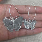 Real Pure 100% 925 Sterling Silver Exaggerated Large Butterfly Drop Earrings For Women Handmade Vintage Style - GQTORCH Jewelry