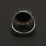 925 Sterling Silver Black Stone Onyx Signet Ring for Men Micro Inlaid Zircon Red Green Agate Ring Luxury Vintage Turkey Jewelry
