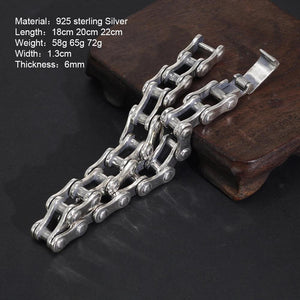 Vintage Bicycle Chain Bracelet 925 Sterling Silver for Men Viking Fine Jewelry - GQTORCH Jewelry