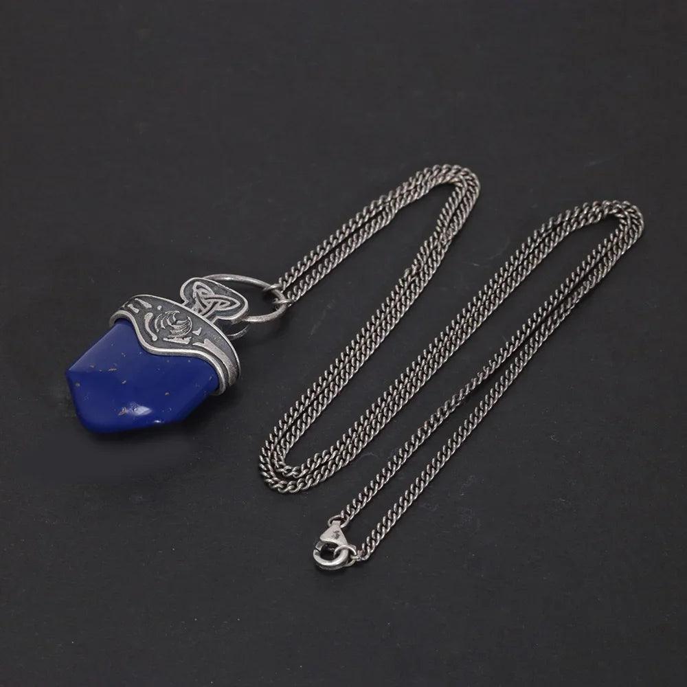 The Vampire Originals Diaries Mikaelson Pendant Necklace 925 Sterling Silver with Natural Lapis Freya's Talisman Inspired Charm - GQTORCH Jewelry