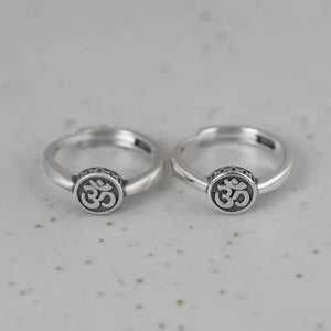Real 925 Sterling Silver Mantra OM Ring for Men and Women Matte & Polished Opening Type Resizable Buddhism Jewelry - GQTORCH Jewelry