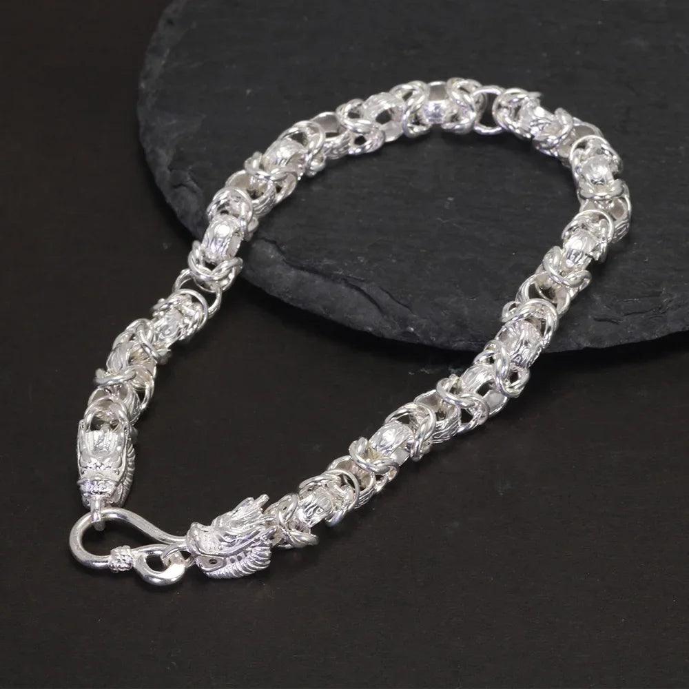 999 Bright Silver Dragon Bracelet for Men, Punk Hip Hop Rock Fashion Classic Bracelet, Jewelry Gift - GQTORCH Jewelry