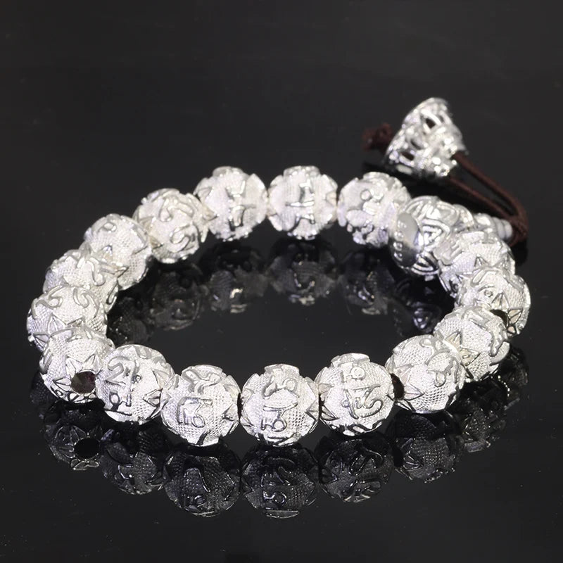 Sanskrit Six Words Engraved Buddha Bracelet OM Mala Beads Bracelets For Men And Women Mantra Prayer Buddhism Jewelry