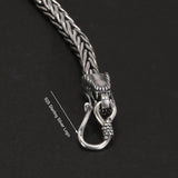 Real Pure 925 Sterling Silver Double Dragon Heads Wristband Handwoven Chain Bracelet Viking Jewelry - GQTORCH Jewelry