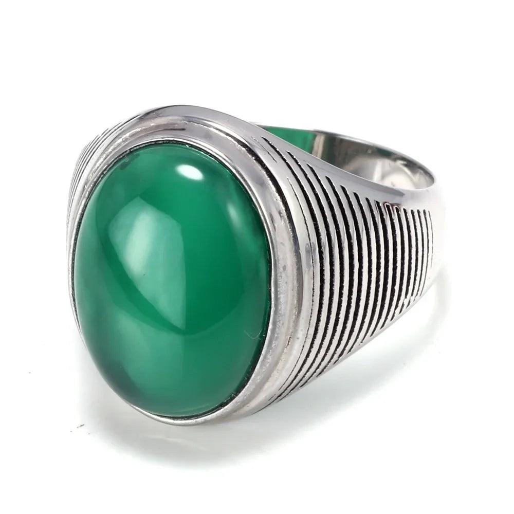 Real 925 Sterling Silver Antique Rings For Women And Men With Natural Color Onyx Stone Minimalism Cross Stripe Turkish Jewelry - GQTORCH Jewelry