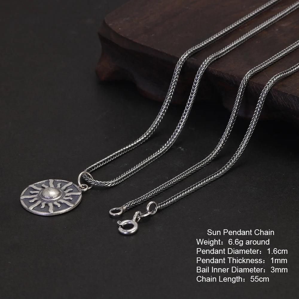 Real S925 Sterling Silver Vintage Personalized Sun, Moon, Stars, Couple Necklace Pendant Jewelry - GQTORCH Jewelry