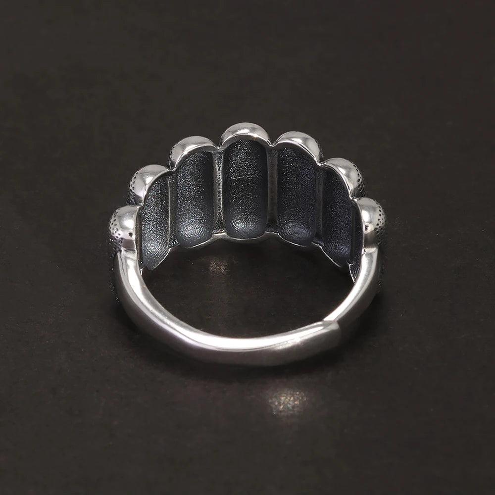 S925 Sterling Silver Geometric Chunky Rins for Women Men Pumpkin Shaped Unique Design Quirky Halloween Jewelry Gift - GQTORCH Jewelry