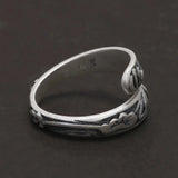 999 Pure Silver Retro Lotus Open Ring for Women Vintage Thai Silver Color Double Layer Adjustable Ethnic Female Jewelry Gift