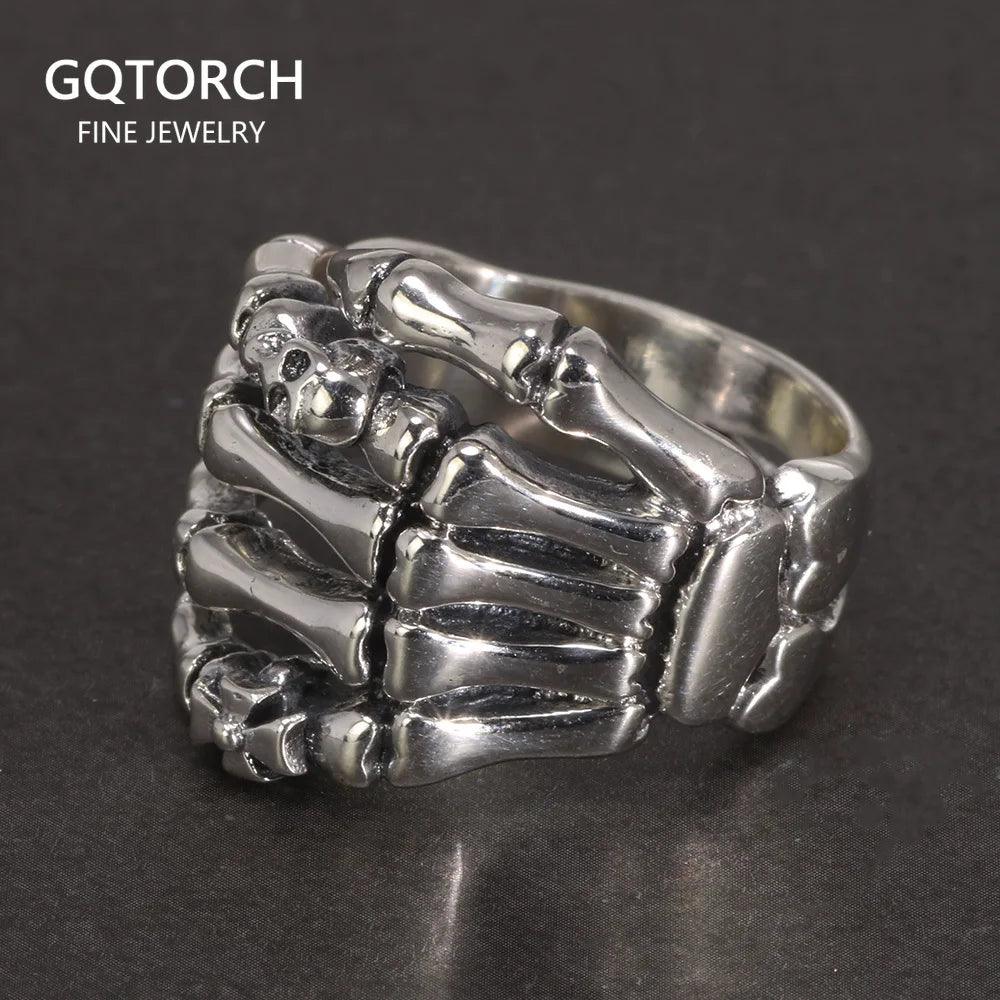 Rock Style Skeleton Ring 925 Sterling Silver Jewelry Cool Thai Silver Ring Men's Index Finger Wholesale - GQTORCH Jewelry
