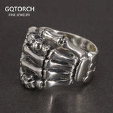 Rock Style Skeleton Ring 925 Sterling Silver Jewelry Cool Thai Silver Ring Men's Index Finger Wholesale - GQTORCH Jewelry