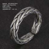 Real 925 Sterling Silver Braided Rings Viking Jewelry Retro Punk Rock Adjustable Size 6-9 - GQTORCH Jewelry