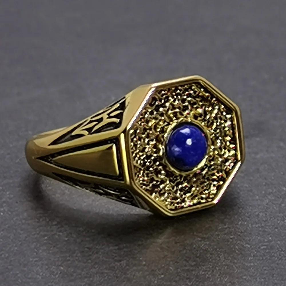The Originals 925 Sterling Silver Vampire Rings With Natural Lapis Lazuli Stone Damon Stefan's Elija Klaus Rebeka Mikaelson - GQTORCH Jewelry