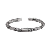Solid 999 Sterling Silver Constellation Symbol Twisted Bracelet Carved Mobius Open Men Women Bangle Antique Ethnic Jewelry - GQTORCH Jewelry