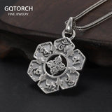Real 925 Sterling Silver Mantra Pendant Six Words Om Buddhist Jewelry Vintage Women Men Accessories