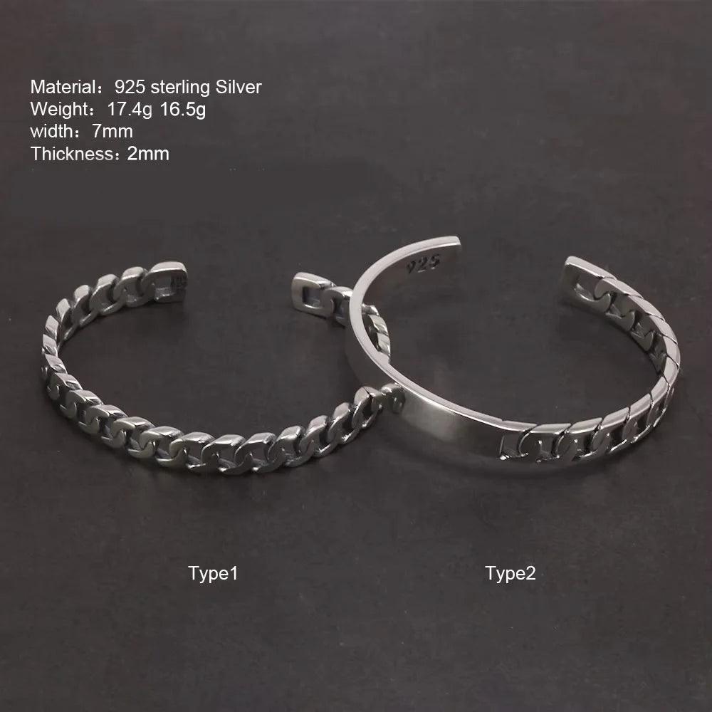 Handmade S925 Sterling Silver Bracelet Retro Hollow Weaving Twisted Glossy Bracelet Sterling Silver Jewelry for Men and Women - GQTORCH Jewelry