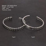 Handmade S925 Sterling Silver Bracelet Retro Hollow Weaving Twisted Glossy Bracelet Sterling Silver Jewelry for Men and Women - GQTORCH Jewelry