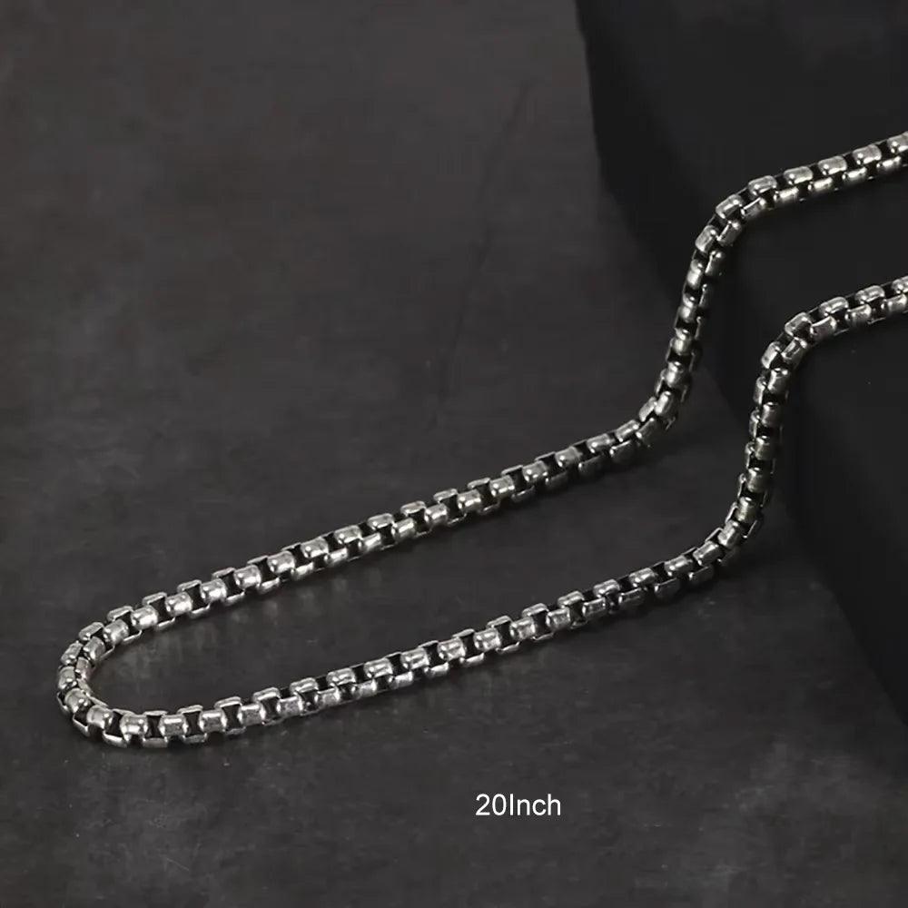 Genuine 925 Sterling Silver Jewelry Round Box Chain Thickened All-match Necklace for Men and Women Retro 22 24 26 28 30 Inch - GQTORCH Jewelry