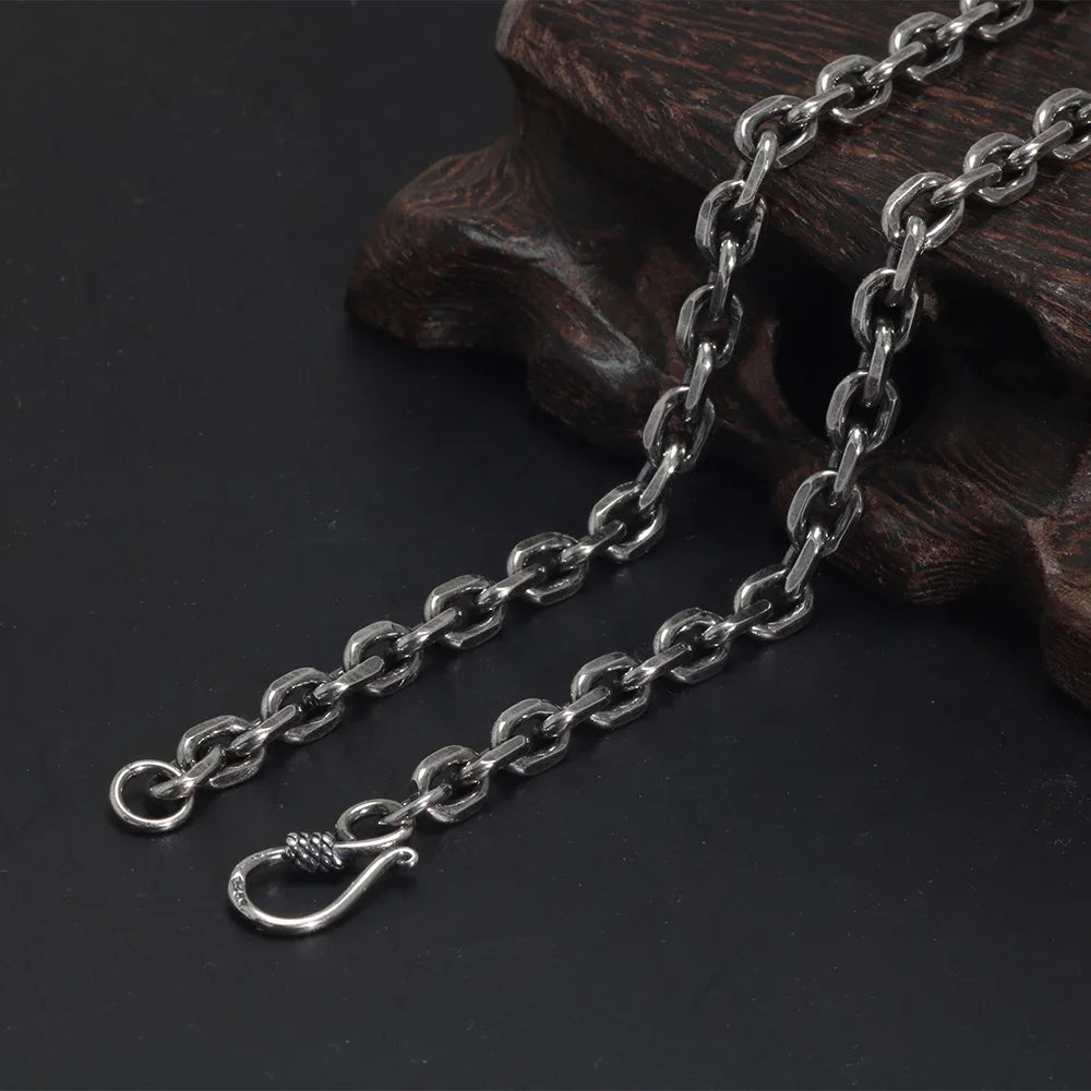 Real Pure 925 Sterling Silver Necklaces For Men And Women Vintage Viking Link Chain Punk Jewellery