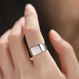 Real 925 Sterling Silver Minimalist Square Ring, Women's Opening Jewelry Fashion Gift - GQTORCH Jewelry