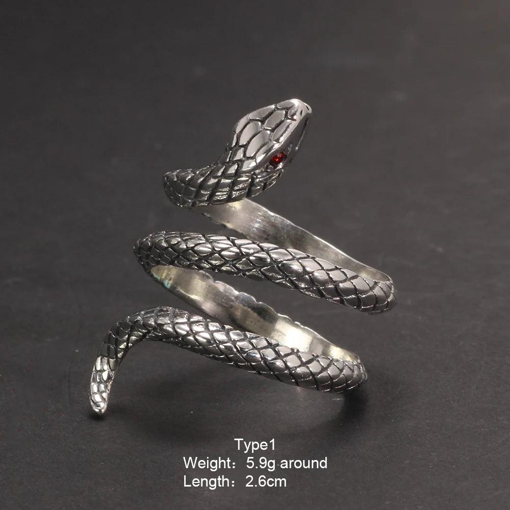 S925 Sterling Silver Thai Silver Vintage Silver Womens Ring Fashion Snake Punk Open Index Finger Ring - GQTORCH Jewelry